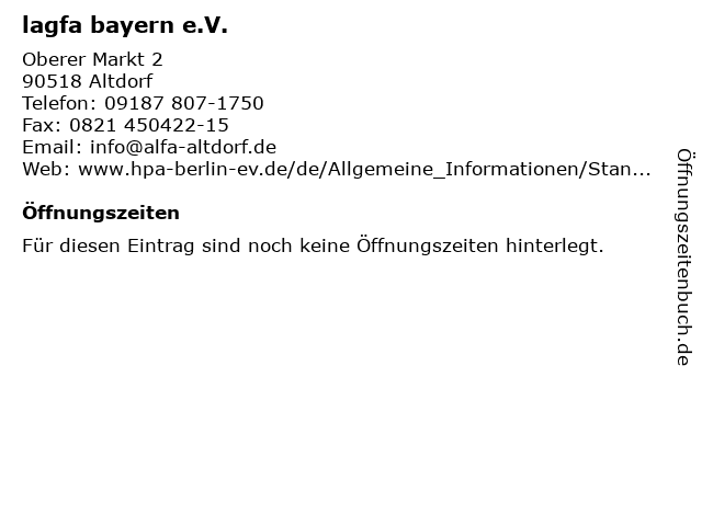 lagfa bayern e.V. in Altdorf: Adresse und Öffnungszeiten