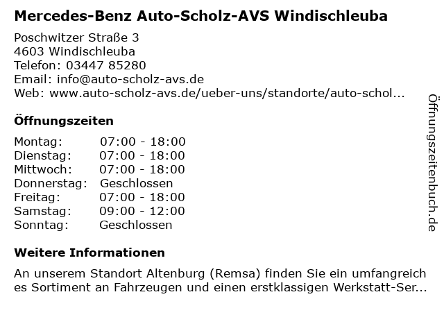 Auto-Scholz-AVS GmbH - Verkauf in Altenburg - Remsa: Adresse und Öffnungszeiten
