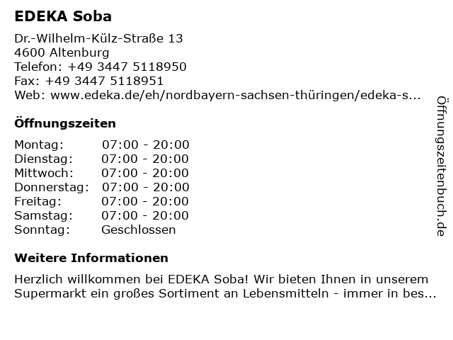 EDEKA Soba in Altenburg: Adresse und Öffnungszeiten