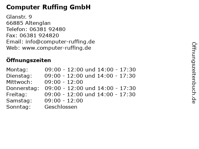 Computer Ruffing GmbH in Altenglan: Adresse und Öffnungszeiten