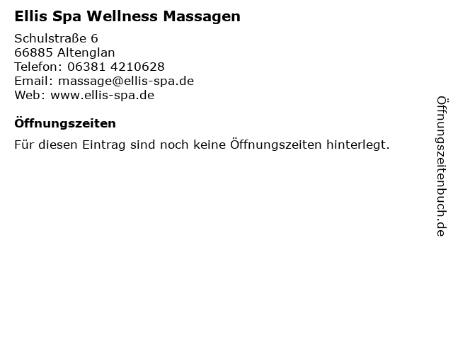 Ellis Spa Wellness Massagen in Altenglan: Adresse und Öffnungszeiten