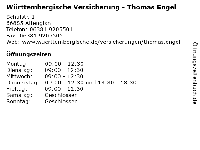 Württembergische Versicherung - Thomas Engel in Altenglan: Adresse und Öffnungszeiten