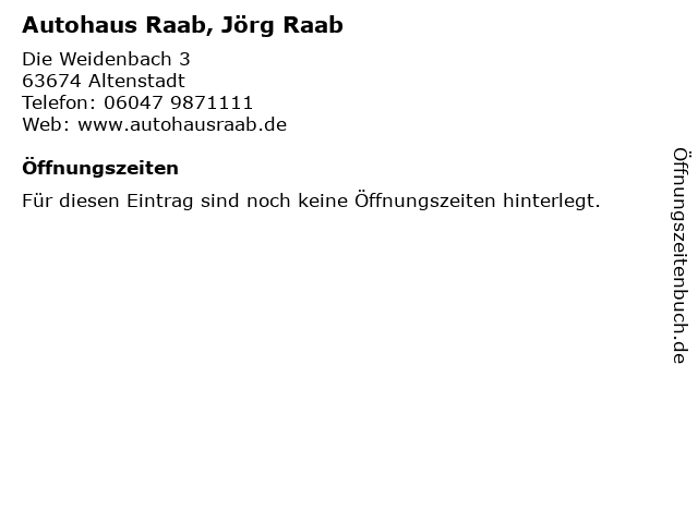 Autohaus Raab, Jörg Raab in Altenstadt: Adresse und Öffnungszeiten