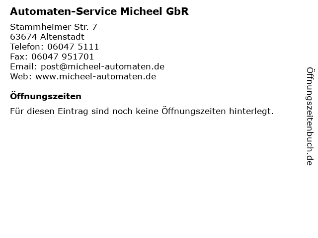 Automaten-Service Micheel GbR in Altenstadt: Adresse und Öffnungszeiten