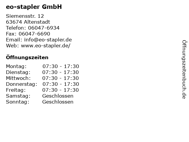 eo-stapler GmbH in Altenstadt: Adresse und Öffnungszeiten