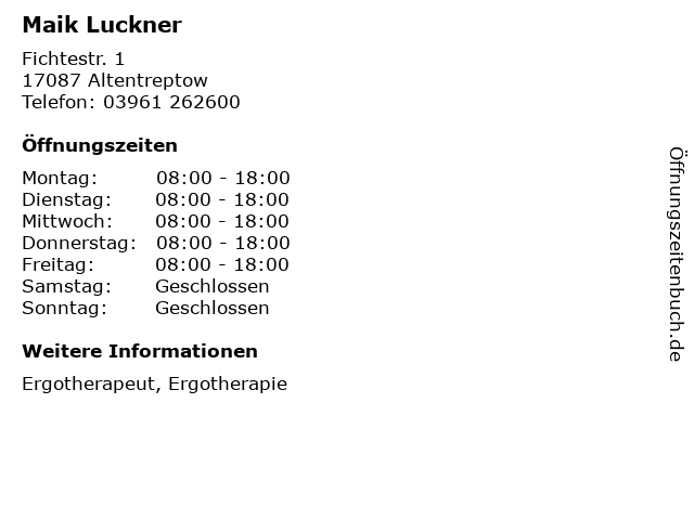 Maik Luckner in Altentreptow: Adresse und Öffnungszeiten