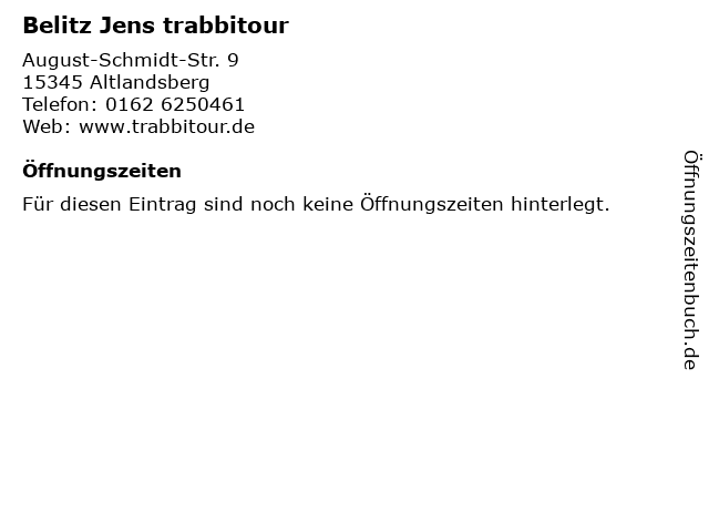 Belitz Jens trabbitour in Altlandsberg: Adresse und Öffnungszeiten