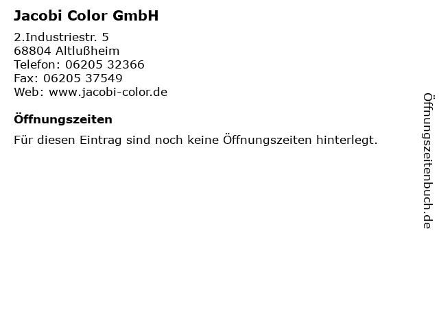 Jacobi Color GmbH in Altlußheim: Adresse und Öffnungszeiten