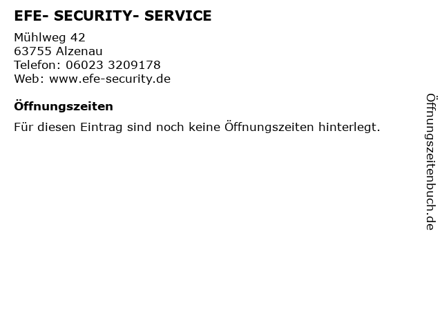 EFE- SECURITY- SERVICE in Alzenau: Adresse und Öffnungszeiten