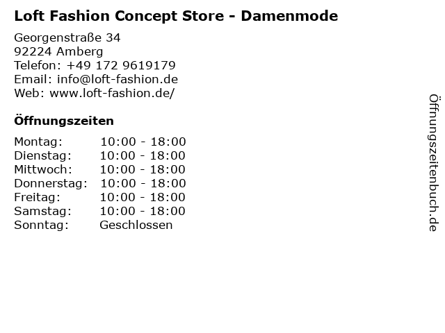Loft Fashion Concept Store - Damenmode in Amberg: Adresse und Öffnungszeiten