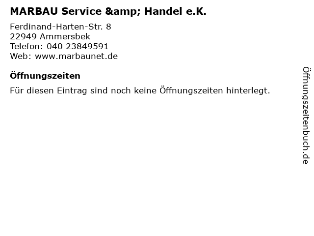MARBAU Service & Handel e.K. in Ammersbek: Adresse und Öffnungszeiten