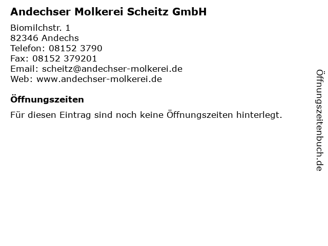 Andechser Molkerei Scheitz GmbH in Andechs: Adresse und Öffnungszeiten
