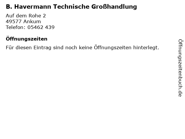 B. Havermann Technische Großhandlung in Ankum: Adresse und Öffnungszeiten