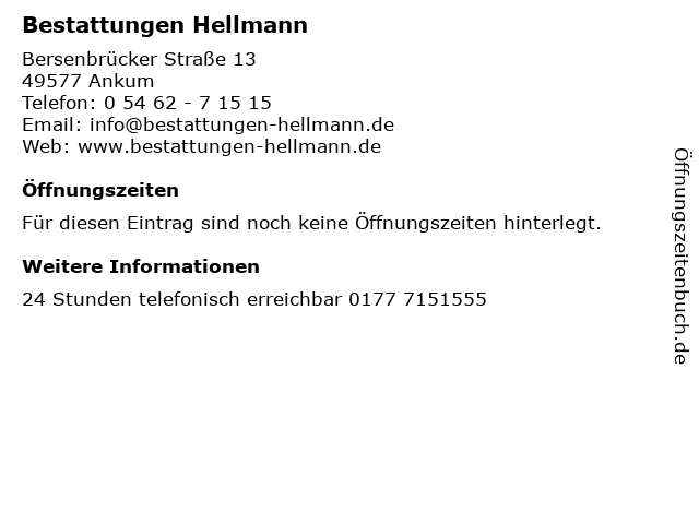 Bestattungen Hellmann in Ankum: Adresse und Öffnungszeiten