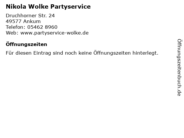 Nikola Wolke Partyservice in Ankum: Adresse und Öffnungszeiten