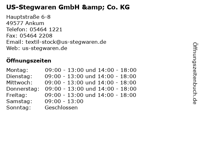 US-Stegwaren GmbH & Co. KG in Ankum: Adresse und Öffnungszeiten