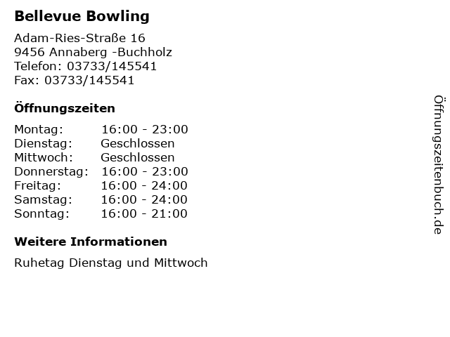 Bellevue Bowling in Annaberg -Buchholz: Adresse und Öffnungszeiten