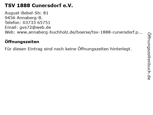 TSV 1888 Cunersdorf e.V. in Annaberg-B.: Adresse und Öffnungszeiten