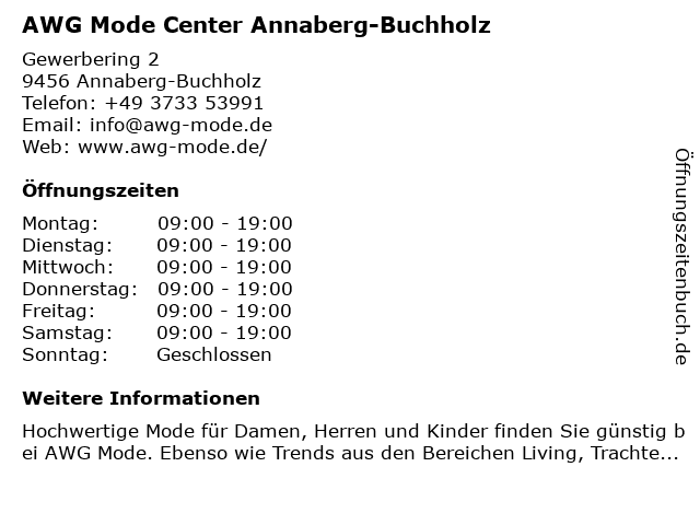 AWG Mode Center Annaberg-Buchholz in Annaberg-Buchholz: Adresse und Öffnungszeiten