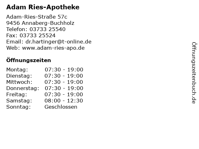 Adam Ries-Apotheke in Annaberg-Buchholz: Adresse und Öffnungszeiten