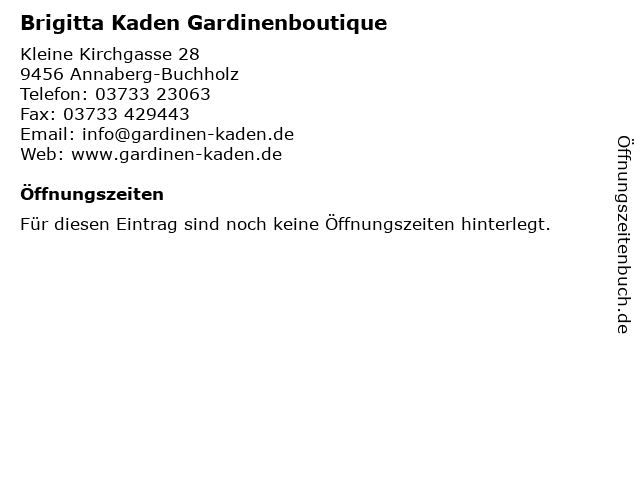 Brigitta Kaden Gardinenboutique in Annaberg-Buchholz: Adresse und Öffnungszeiten