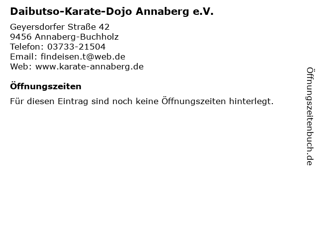 Daibutso-Karate-Dojo Annaberg e.V. in Annaberg-Buchholz: Adresse und Öffnungszeiten