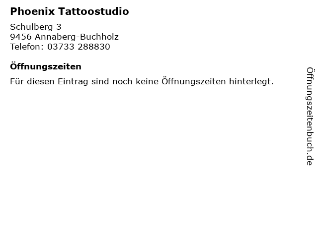 Phoenix Tattoostudio in Annaberg-Buchholz: Adresse und Öffnungszeiten