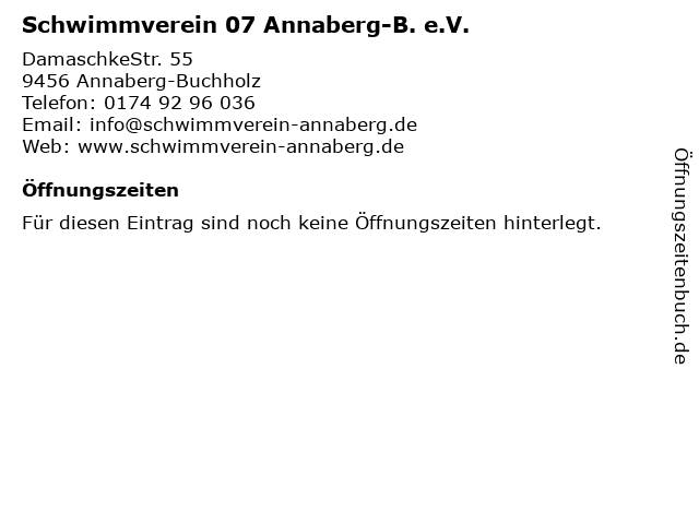 Schwimmverein 07 Annaberg-B. e.V. in Annaberg-Buchholz: Adresse und Öffnungszeiten