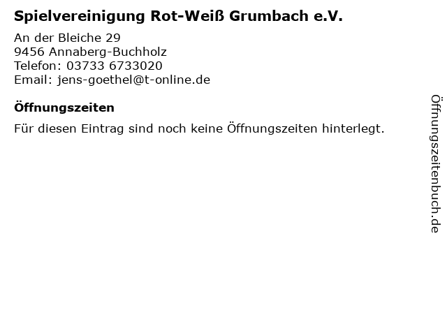 Spielvereinigung Rot-Weiß Grumbach e.V. in Annaberg-Buchholz: Adresse und Öffnungszeiten