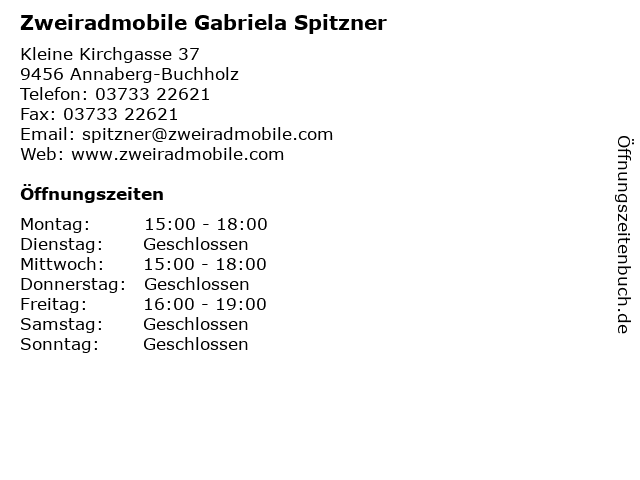 Zweiradmobile Gabriela Spitzner in Annaberg-Buchholz: Adresse und Öffnungszeiten