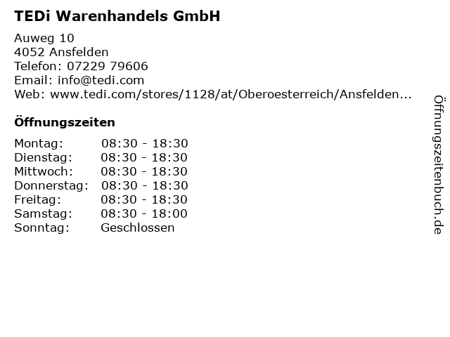 ᐅ Öffnungszeiten „TEDi“ | Auweg 10 in Ansfelden