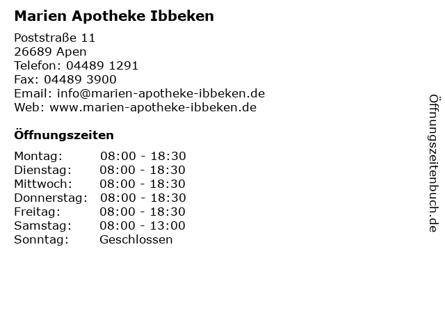 Marien Apotheke Ibbeken in Apen: Adresse und Öffnungszeiten