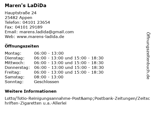 Maren's LaDiDa in Appen: Adresse und Öffnungszeiten