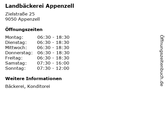 Landbäckerei Appenzell in Appenzell: Adresse und Öffnungszeiten