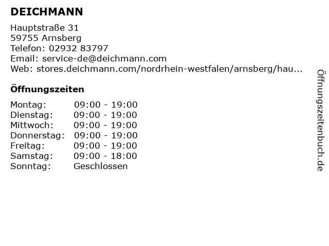 DEICHMANN in Arnsberg: Adresse und Öffnungszeiten
