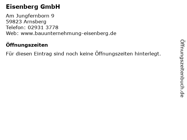 Eisenberg GmbH in Arnsberg: Adresse und Öffnungszeiten