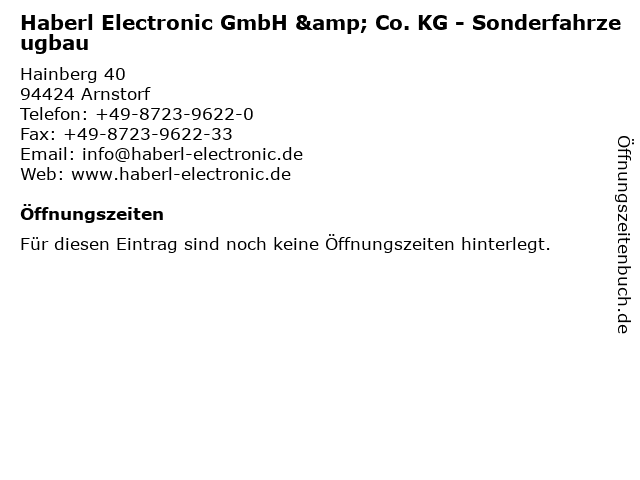 Haberl Electronic GmbH & Co. KG - Sonderfahrzeugbau in Arnstorf: Adresse und Öffnungszeiten