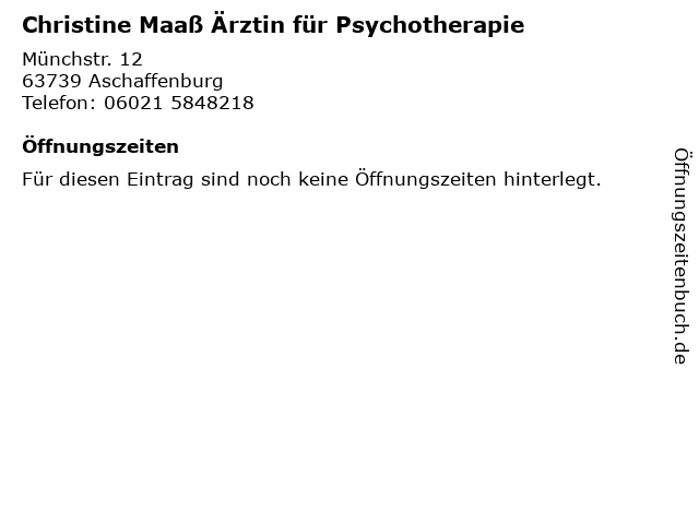 Christine Maaß Ärztin für Psychotherapie in Aschaffenburg: Adresse und Öffnungszeiten