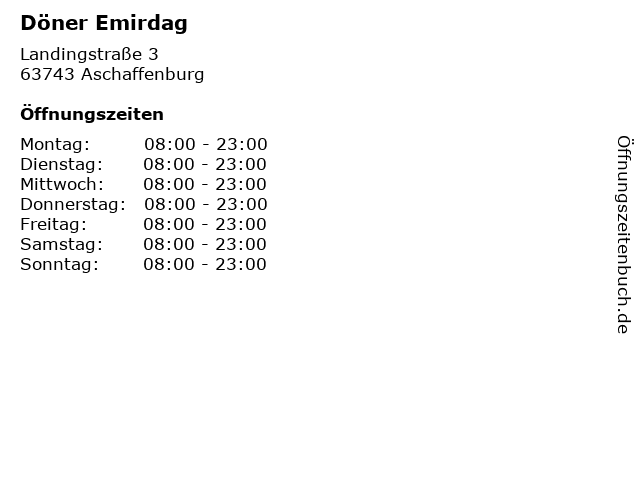 Döner Emirdag in Aschaffenburg: Adresse und Öffnungszeiten