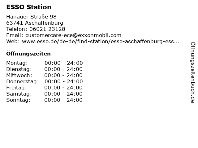 ESSO Station in Aschaffenburg: Adresse und Öffnungszeiten