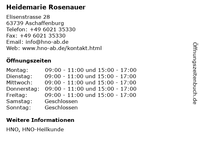 Heidemarie Rosenauer in Aschaffenburg: Adresse und Öffnungszeiten