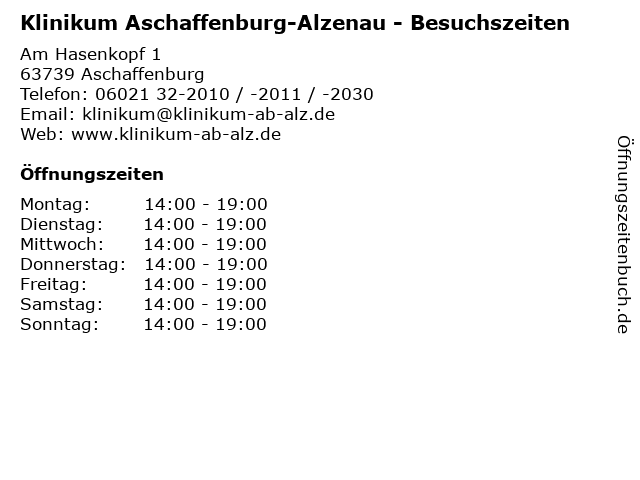 Klinikum Aschaffenburg-Alzenau - Besuchszeiten in Aschaffenburg: Adresse und Öffnungszeiten