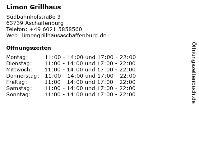 Limon Grillhaus in Aschaffenburg: Adresse und Öffnungszeiten