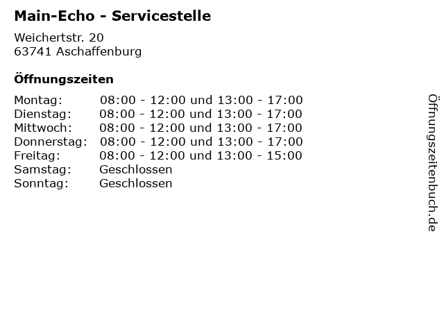 Main-Echo - Servicestelle in Aschaffenburg: Adresse und Öffnungszeiten