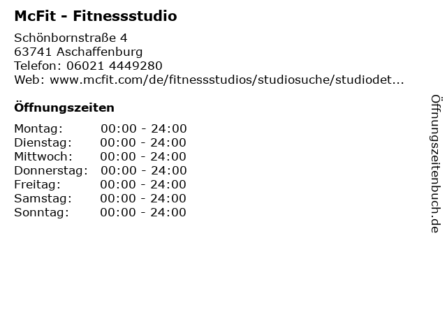 McFit - Fitnessstudio in Aschaffenburg: Adresse und Öffnungszeiten