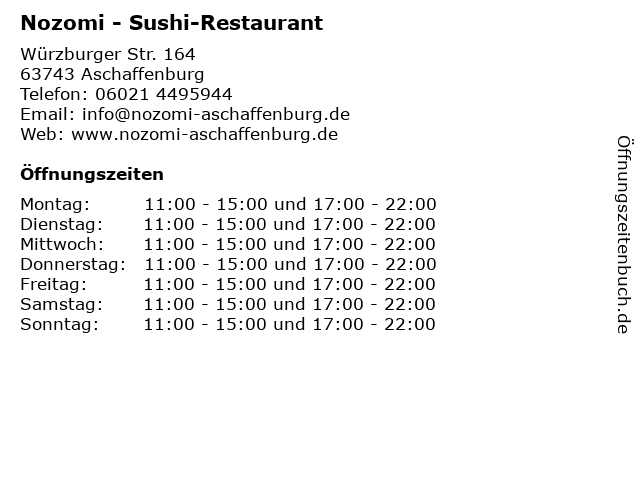 Nozomi - Sushi-Restaurant in Aschaffenburg: Adresse und Öffnungszeiten