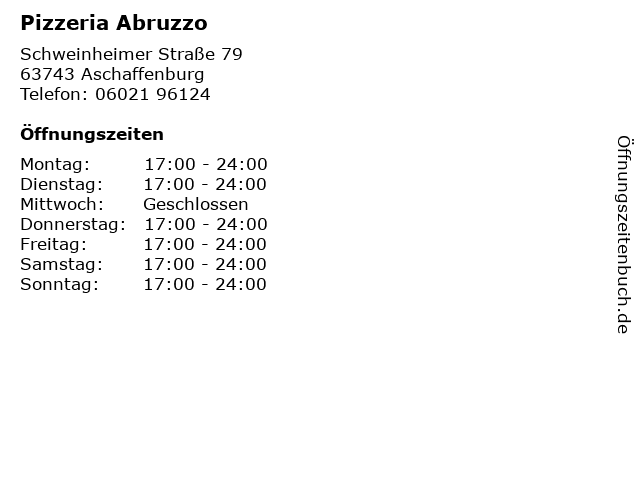 Pizzeria Abruzzo in Aschaffenburg: Adresse und Öffnungszeiten