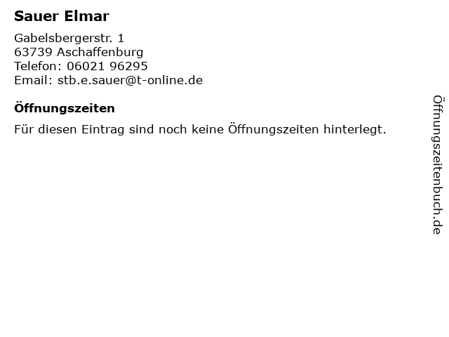 Sauer Elmar in Aschaffenburg: Adresse und Öffnungszeiten