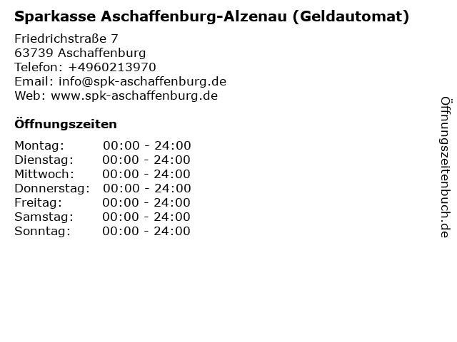 ᐅ Offnungszeiten Sparkasse Aschaffenburg Alzenau Geldautomat