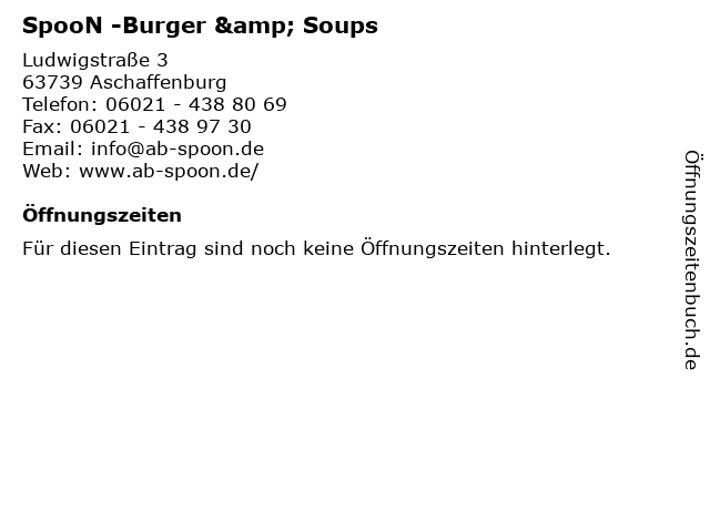 SpooN -Burger & Soups in Aschaffenburg: Adresse und Öffnungszeiten